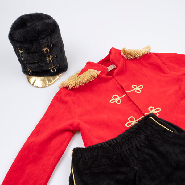 Our drummer boy soldier costume is crafted from soft velvet and plush, a traditional Christmas costume for kids. Image2