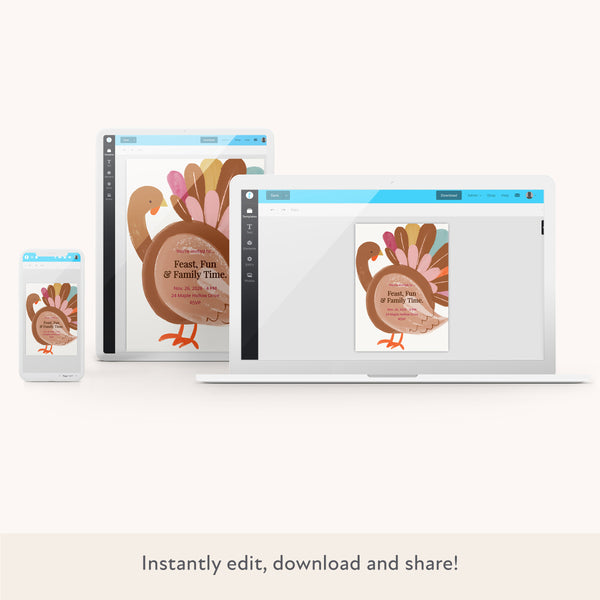 Thanksgiving Turkey Download & Print Invitation Image2