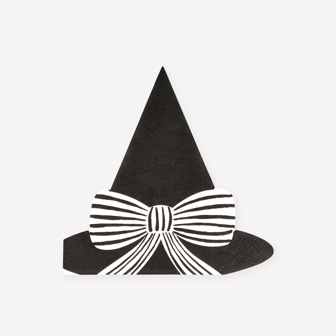 Our Halloween napkins are made in the shape of a witch hat with elegant striped bow, ideal to add to your Halloween party supplies. Image1