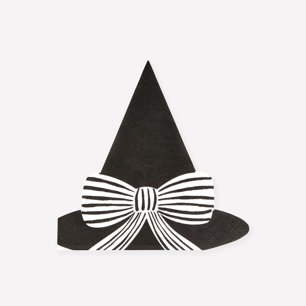 Our Halloween napkins are made in the shape of a witch hat with elegant striped bow, ideal to add to your Halloween party supplies. Image1