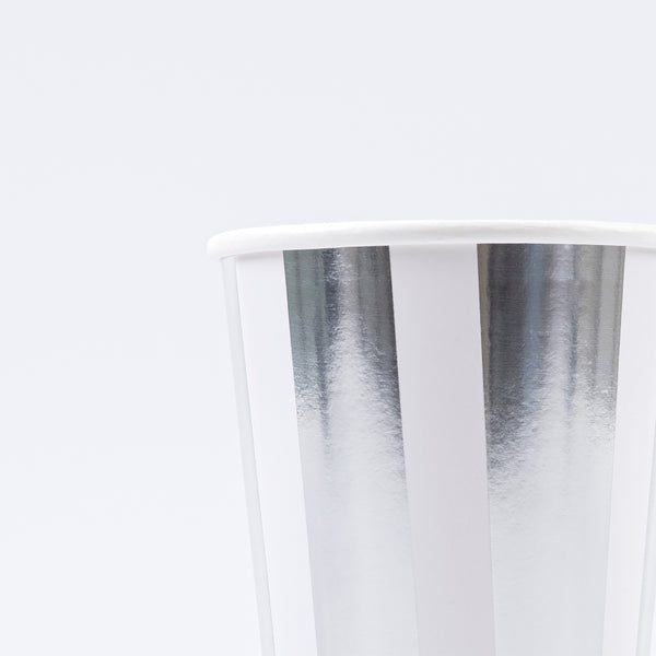 Silver Stripe Cups (x 8)
