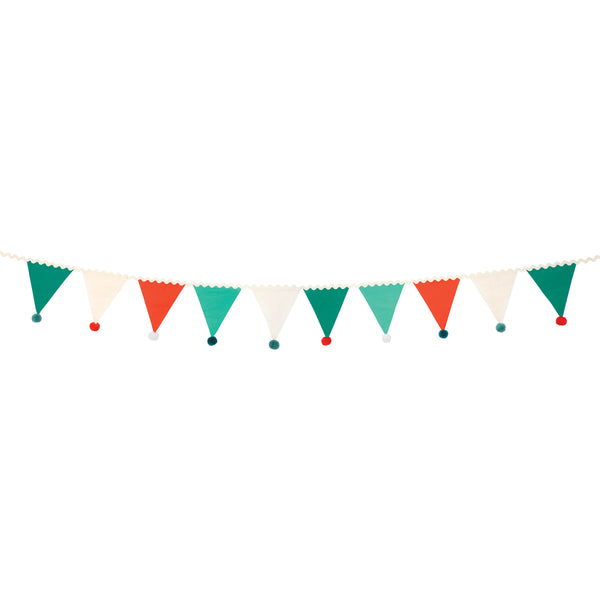 Add our fabric garland, with fun pompom details, to your Christmas party supplies as it makes an amazing and reusable decoration. Image2