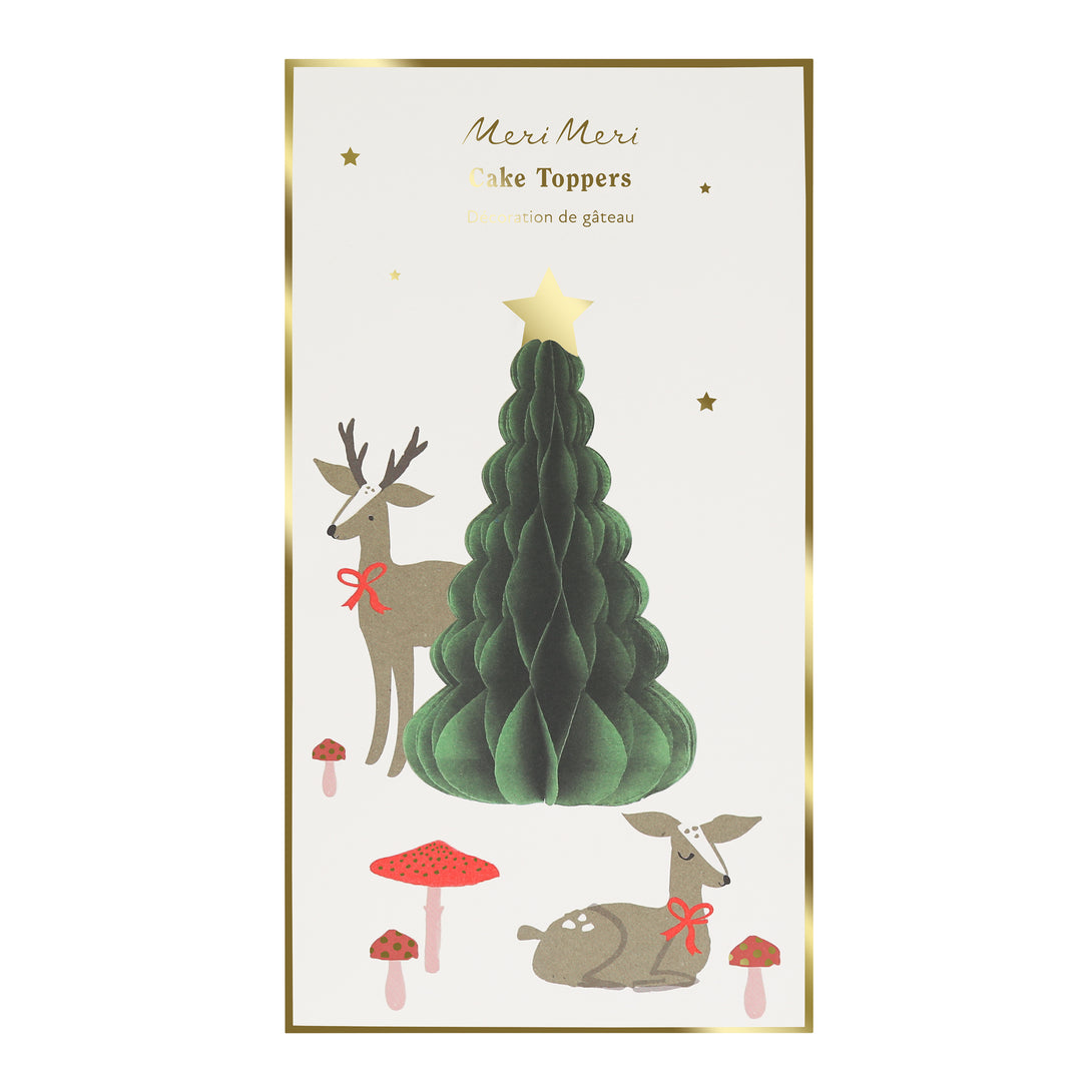 Our woodland Christmas cake toppers mix traditional designs with on-trend mushrooms for a special look.