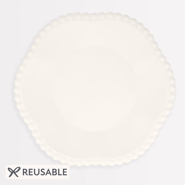 Our compostable dinner plates have a natural colour and stylish dot edge that will look great at a bridal shower or baby shower. Image1