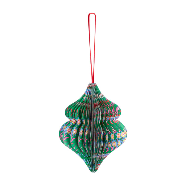 Our Christmas tree decorations, in elegant ornamental shapes, have honeycomb details and beautiful Liberty print designs in festive colours. Image5