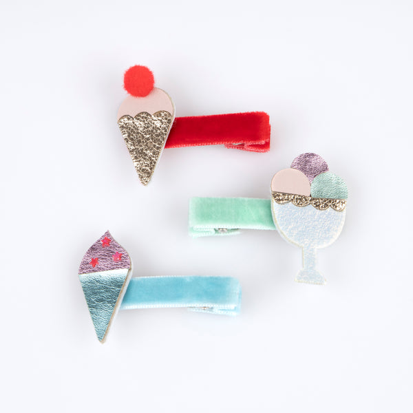 Our fun hair clips, with colourful ice cream designs, are great for pool party hair or for any summer party. Image4