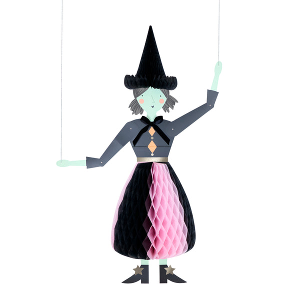 Our Halloween hanging decorations feature a black cat, witch and pumpkin with fun 3D honeycomb details and fun embellishments. Image6