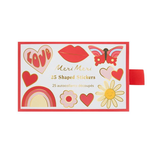 Our special sticker set is perfect to add to your Valentine's Day gifts for kids, 25 stickers with groovy 70s inspired designs for lots of fun. Image3