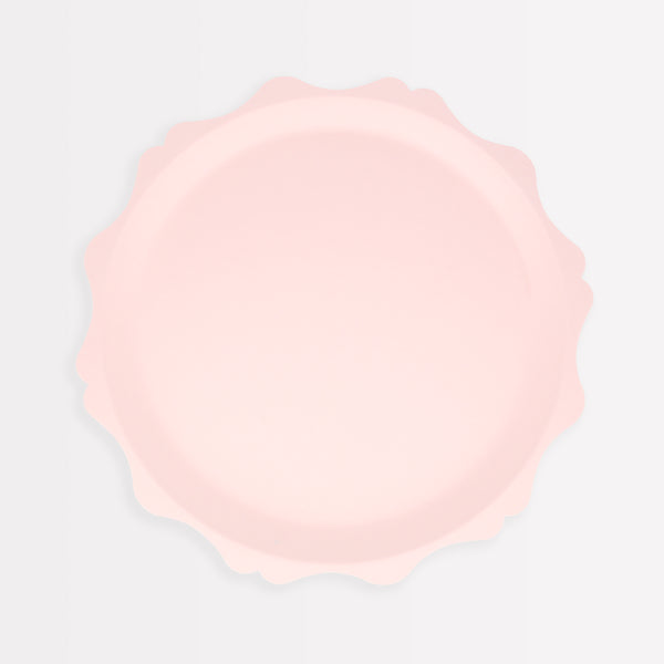 Our small compostable plates, in a soft pink colour, have a decorative edge making them look pretty for a princess park or baby shower. Image1