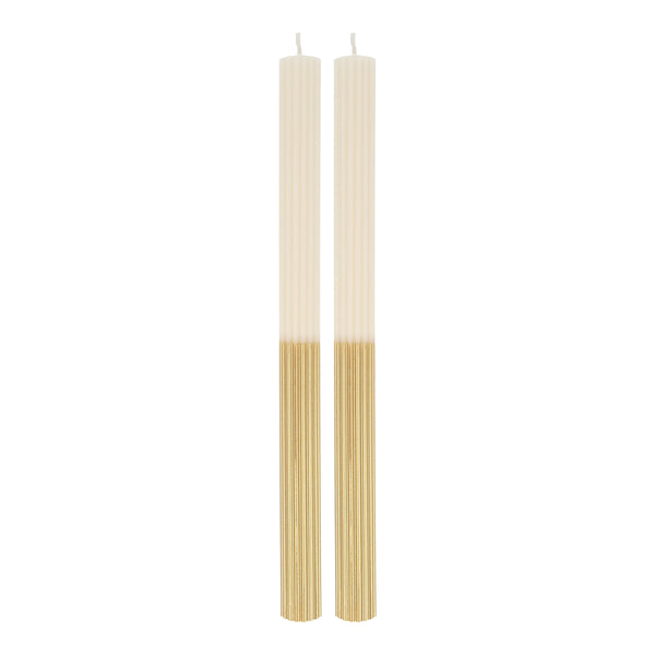 Our gold candles, with an ivory top and gold dipped base, make a wonderful table centrepiece or decoration.