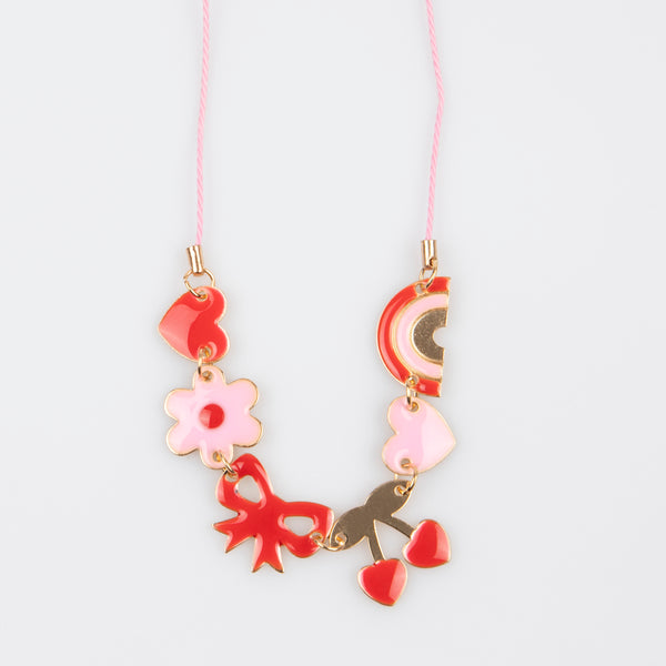 Our special enamel charm Valentine's necklace, in pink and red, is a fabulous Valentine's gift. Image2