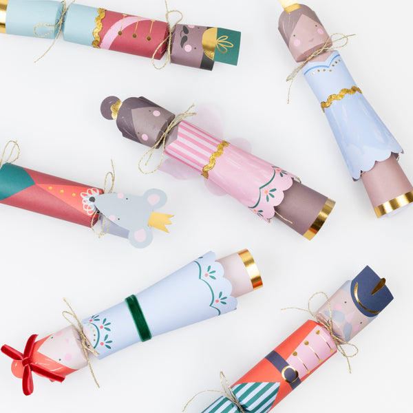 Our Nutcracker Ballet Christmas crackers contain no snap, so are quiet to pull, and contain a party hat, wooden brooch and a joke. Image5