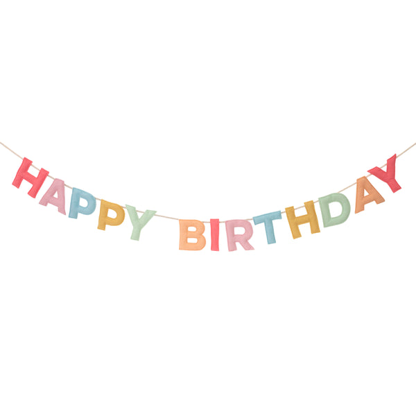 Our decorative garland, with the words Happy Birthday crafted in felt letters, is a wonderful birthday table decoration. Image5