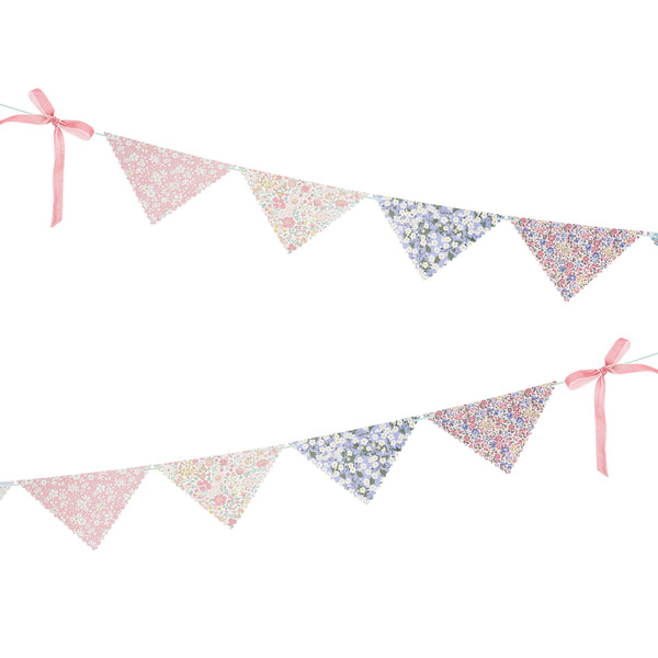 Use our party garland, with floral Liberty print designs and velvet embellishments, as part of your baby shower decorations.