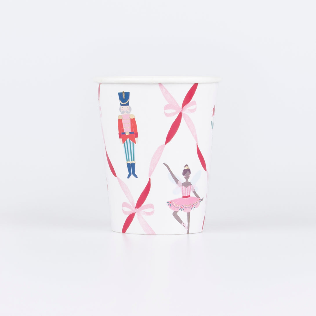 Make your Christmas drinks look so charming served in our paper party cups with an iconic Nutcracker design. Image1