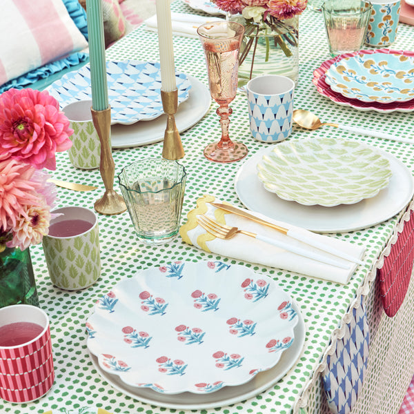 Our reusable side plates, made from melamine, feature Molly Mahon block print designs. Image2