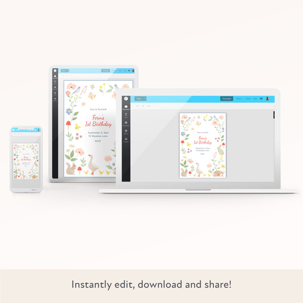 Little Animals Download & Print Invitation Image2