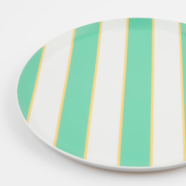Our recycled plastic plates, with coloured stripes, are reusable for party after party. Image3