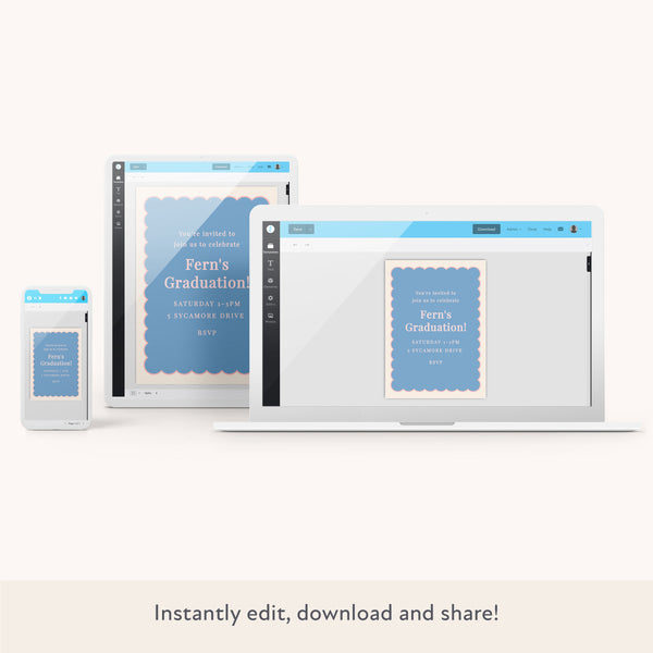 Μπλε χτένι Κατεβάστε & εκτυπώστε πρόσκληση