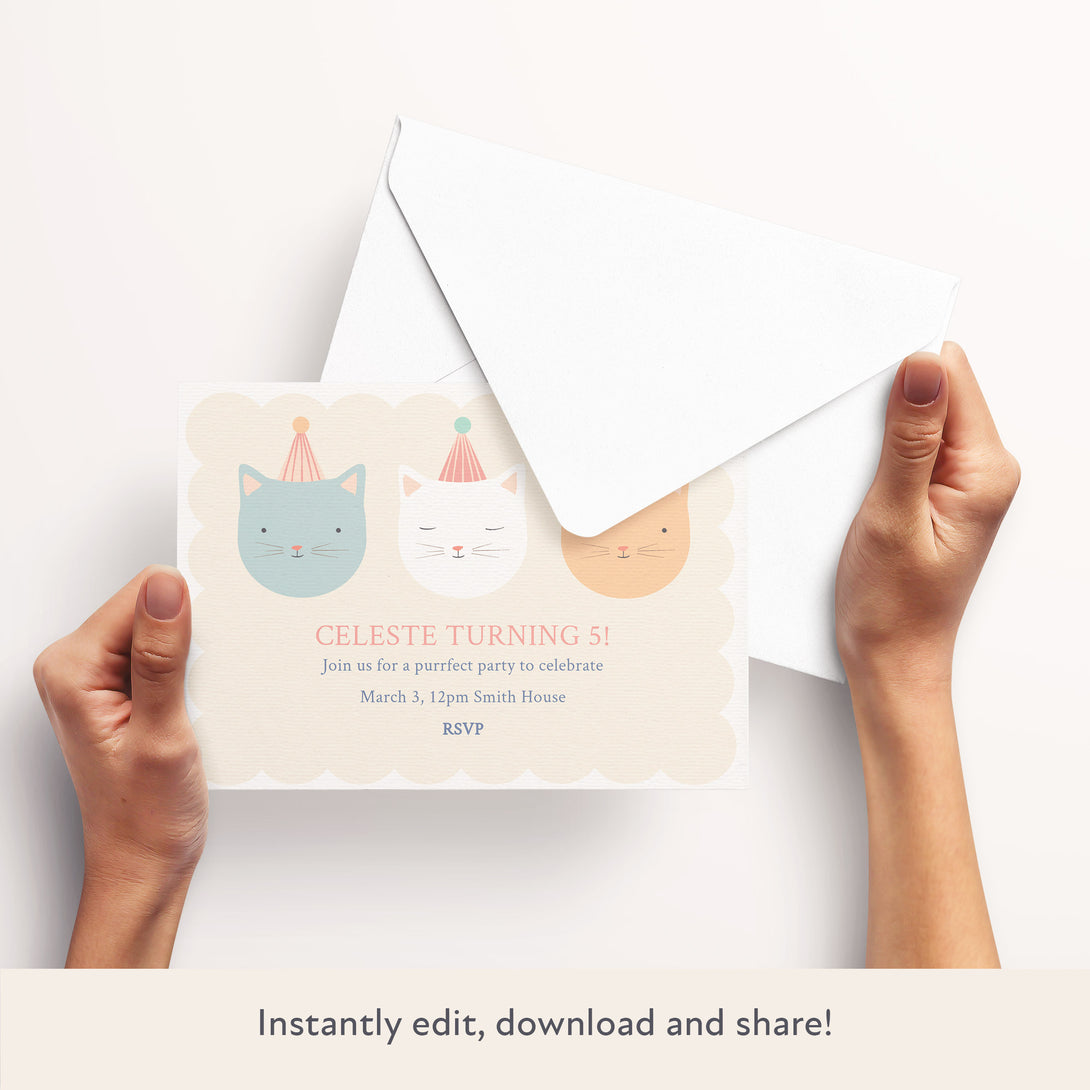 Cute Kitten Download & Print Invitation Image3