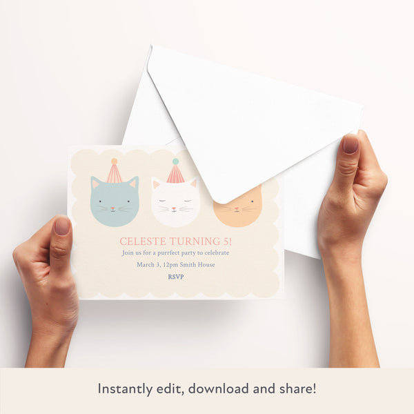 Cute Kitten Download & Print Invitation Image3