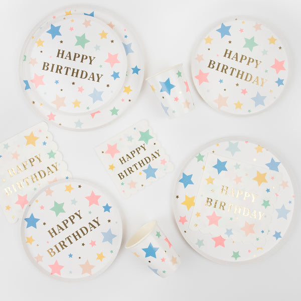 Our side plates with colourful stars and gold letters are perfect as birthday party plates. Image3