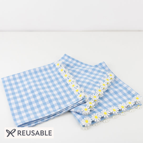 Daisy Edge Gingham Fabric Napkins Image1