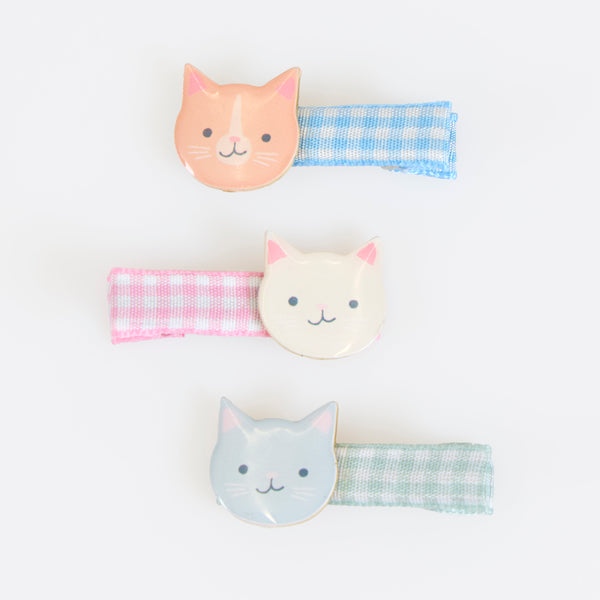 Our cute hair clips feature kittens and gingham ribbons, the perfect hair accessories for everyday style or for party hairstyles. For ages 8+. Image4
