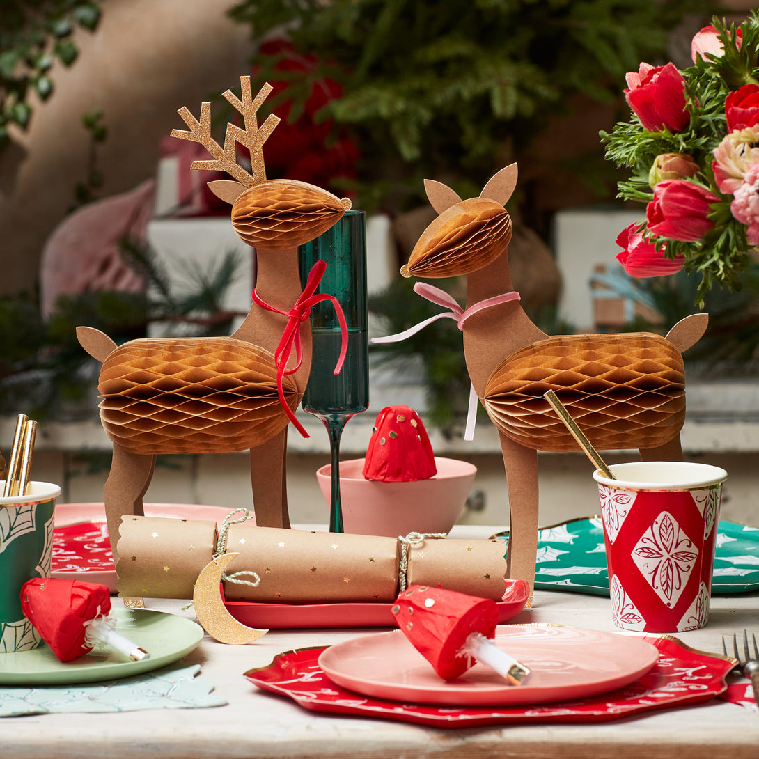 Our paper reindeer family are ideal as Christmas porch decorations or as Christmas mantel decorations.