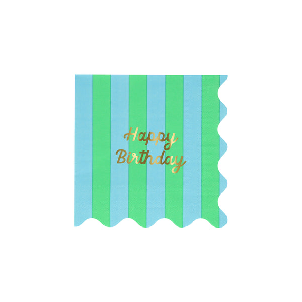 Our birthday napkins feature stripes and gold foil for a fabulous effect, perfect to add to your birthday party supplies. Image5