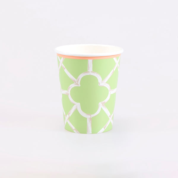 Our party cups come in 4 summery colours with a sensational bamboo design, the perfect paper cups for hot and cold drinks for all events. Image3