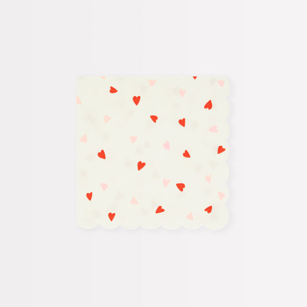 Our party napkins, with love hearts and a scalloped border, give a lovely vintage look for Valentines.
