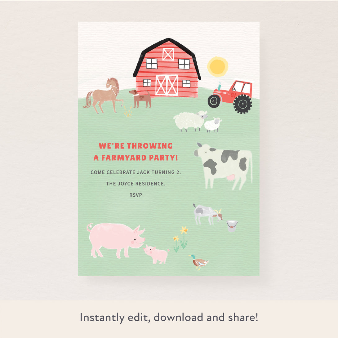 On The Farm Digital Party Invitation