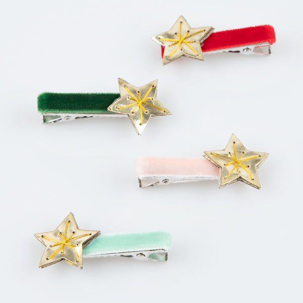 Our star hair clips will add to your Christmas party wear, and are made with velvet and leatherette for a luxurious look. Image3