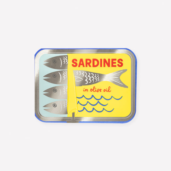 Our party napkins, made from paper, are designed to look like a tin of sardines, perfect for an ocean-themed party or summer celebration. Image1