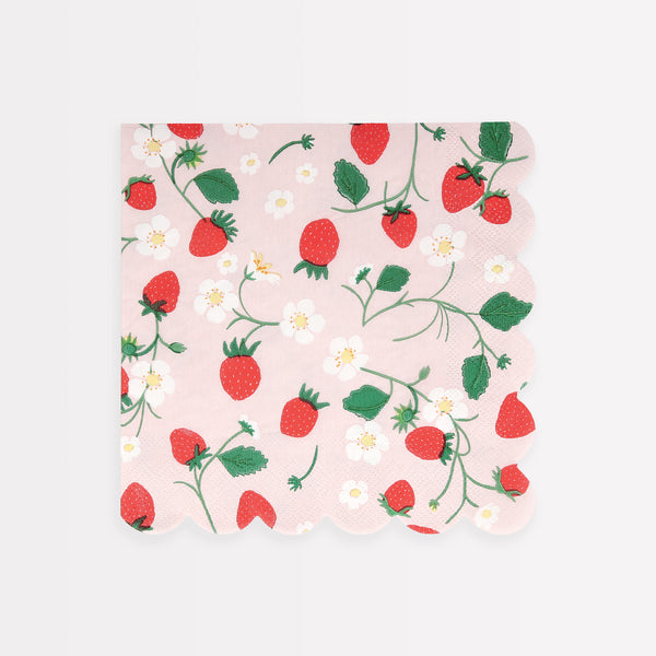 Our strawberry party set includes summery party supplies with strawberry designs, including plates, cups, napkins and a garland.  Image7