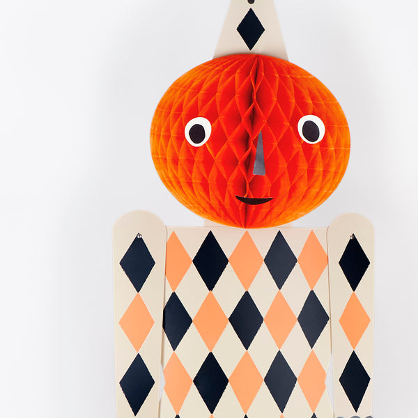 Our Halloween hanging decorations feature a black cat, witch and pumpkin with fun 3D honeycomb details and fun embellishments. Image4