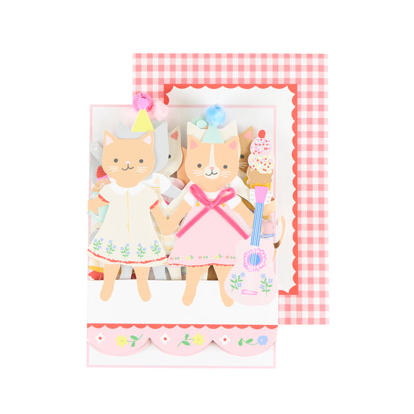 Send a special birthday card to someone who loves kittens with our delightful concertina card with special bow and pompom embellishments. Image2