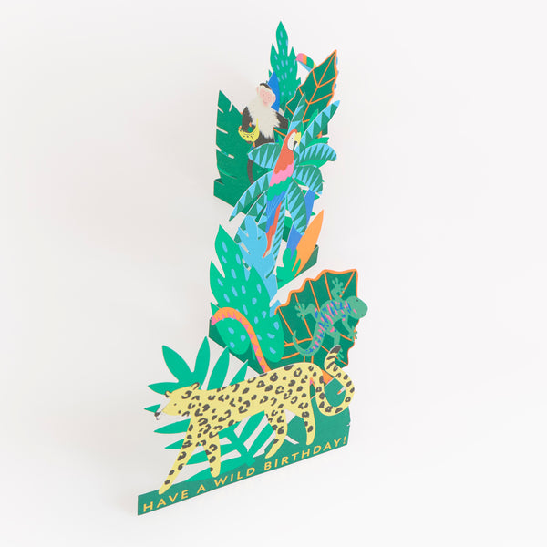 Send wild birthday greetings with this concertina birthday card featuring jungle animals, a vibrant way to wish them a happy day. Image3