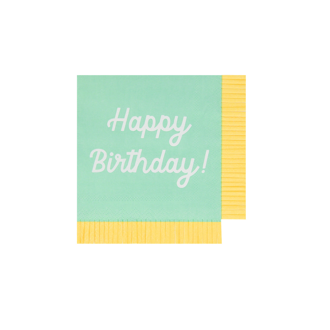 Our small paper napkins have the words Happy Birthday on them and lots of bright co-ordinating colours to look amazing on your party table.