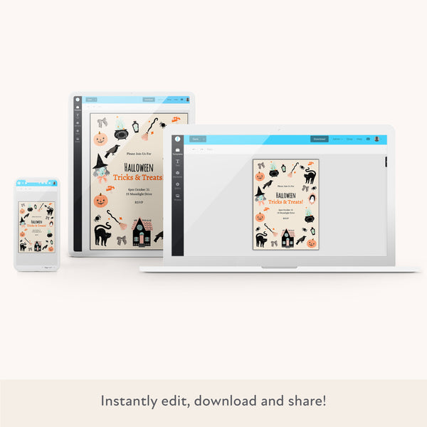 Halloween Patchwork Icons Download & Print Invitation Image2