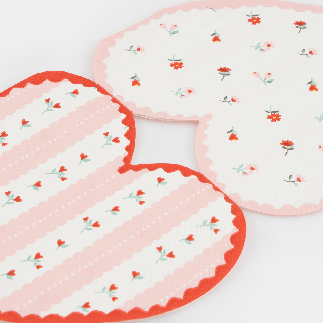 Our heart napkins are perfect to add to your Valentine's party supplies, pretty pink and red paper napkins with a floral design.