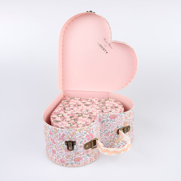Our mini suitcases feature pretty Liberty floral prints in pink tones, fabulous for kids aged 3+ and adults, for travel and storage. Image3