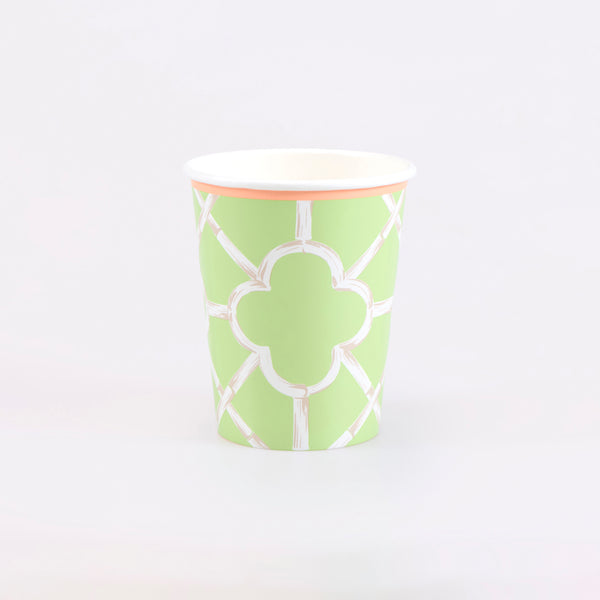 Our party cups come in 4 summery colours with a sensational bamboo design, the perfect paper cups for hot and cold drinks for all events. Image4