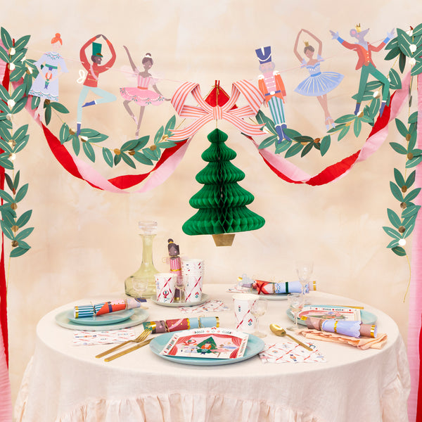 Enjoy a Nutcracker Ballet party this Christmas with our paper plates, napkins, cups, no-snap crackers and a statement Christmas garland. 
