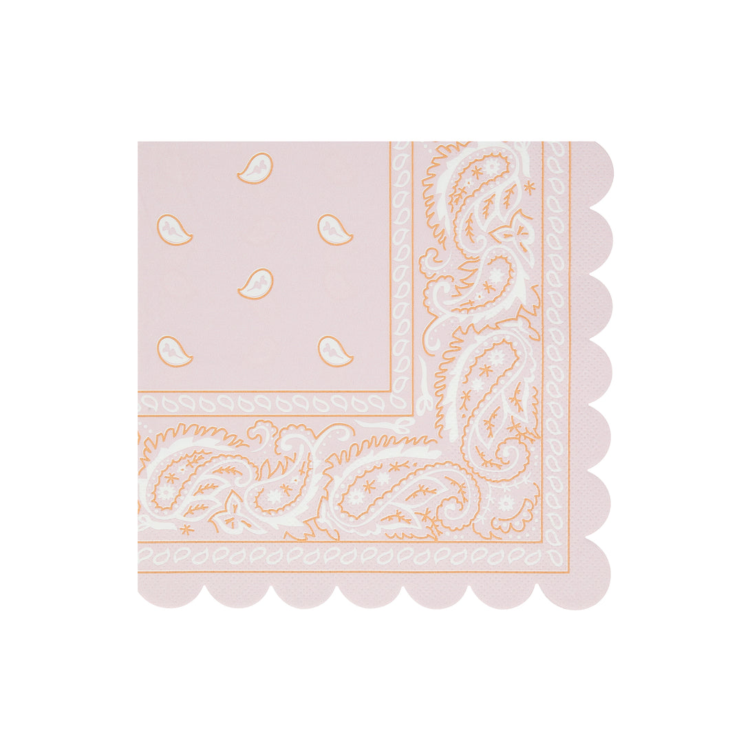 Our paper napkins, with a fun bandana design and 5 stunning colours, is ideal to add decoration to a Western birthday party or BBQ.