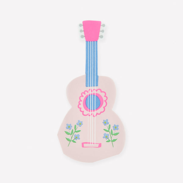 Our pink napkins, in the shape of a playful guitar, are made from 3-ply paper, ideal for any folk-inspired celebration or party. Image1