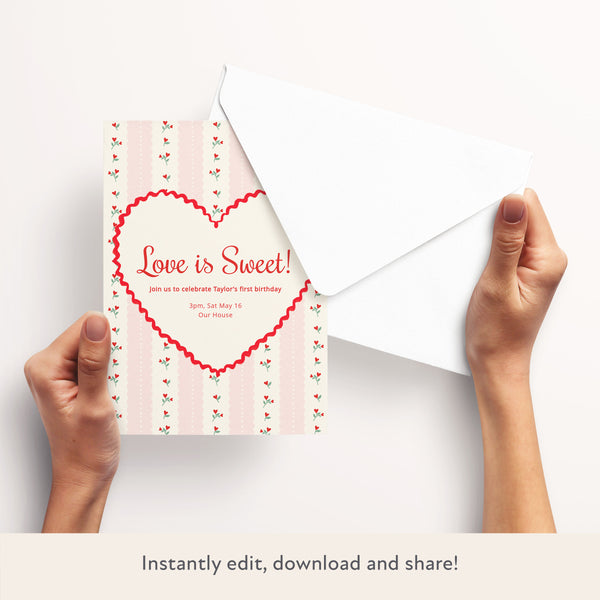 Vintage Rose Heart Download & Print Invitation Image3