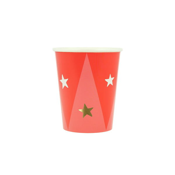 Our circus cups are perfect for a circus themed party, with bright colours and shiny gold foil stars. Image7