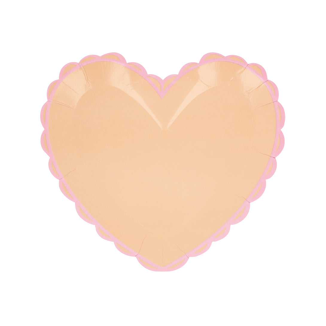 Our small plates, in heart shapes, feature a range of pretty pastel colours and a scalloped border.